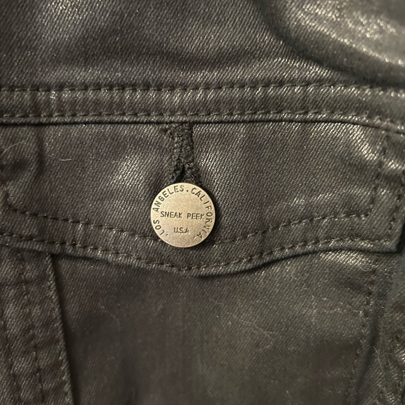 Unique find 💎Large hooded jacket with fleece sleeves and black denim vest. - Picture 4 of 5